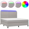 Cama Matrimonial | Cama Para Adultos | Cama Box Spring Colchón Y Luces Led Tela Gris Claro 180x200 Cm Cfw740441