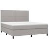 Cama Matrimonial | Cama Para Adultos | Cama Box Spring Colchón Y Luces Led Tela Gris Claro 180x200 Cm Cfw740441