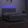 Cama Matrimonial | Cama Para Adultos | Cama Box Spring Colchón Y Luces Led Tela Gris Claro 180x200 Cm Cfw740441