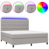 Cama Doble | Cama Box Spring | Cama Para Adultos Colchón Y Luces Led Tela Gris Claro 180x200 Cm Cfw696446