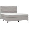 Cama Doble | Cama Box Spring | Cama Para Adultos Colchón Y Luces Led Tela Gris Claro 180x200 Cm Cfw696446