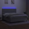 Cama Doble | Cama Box Spring | Cama Para Adultos Colchón Y Luces Led Tela Gris Claro 180x200 Cm Cfw696446