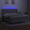 Cama Doble | Cama Box Spring | Cama Para Adultos Colchón Y Luces Led Tela Gris Claro 180x200 Cm Cfw195598