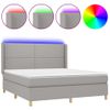 Cama Matrimonial | Cama Para Adultos | Cama Box Spring Colchón Y Luces Led Tela Gris Claro 180x200 Cm Cfw328644