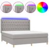 Cama Doble | Cama Box Spring | Cama Para Adultos Colchón Y Luces Led Tela Gris Claro 180x200 Cm Cfw362913