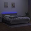 Cama Matrimonial | Cama Para Adultos | Cama Box Spring Colchón Y Luces Led Tela Gris Claro 180x200 Cm Cfw167217