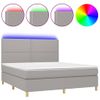 Cama Matrimonial | Cama Para Adultos | Cama Box Spring Colchón Y Luces Led Tela Gris Claro 180x200 Cm Cfw909451