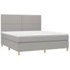 Cama Matrimonial | Cama Para Adultos | Cama Box Spring Colchón Y Luces Led Tela Gris Claro 180x200 Cm Cfw909451