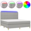 Cama Matrimonial | Cama Para Adultos | Cama Box Spring Colchón Y Luces Led Tela Gris Claro 180x200 Cm Cfw929667