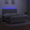 Cama Matrimonial | Cama Para Adultos | Cama Box Spring Colchón Y Luces Led Tela Gris Claro 180x200 Cm Cfw929667