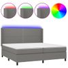 Cama Doble | Cama Box Spring | Cama Para Adultos Colchón Y Luces Led Tela Gris Claro 200x200 Cm Cfw107999