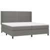 Cama Doble | Cama Box Spring | Cama Para Adultos Colchón Y Luces Led Tela Gris Claro 200x200 Cm Cfw107999