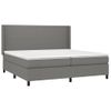 Cama Doble | Cama Box Spring | Cama Para Adultos Colchón Y Luces Led Tela Gris Claro 200x200 Cm Cfw837446