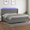 Cama Doble | Cama Box Spring | Cama Para Adultos Colchón Y Luces Led Tela Gris Claro 200x200 Cm Cfw388788