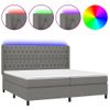 Cama Doble | Cama Box Spring | Cama Para Adultos Colchón Y Luces Led Tela Gris Claro 200x200 Cm Cfw388788