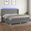 Cama Doble | Cama Box Spring | Cama Para Adultos Colchón Y Luces Led Tela Gris Claro 200x200 Cm Cfw617687