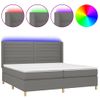 Cama Doble | Cama Box Spring | Cama Para Adultos Colchón Y Luces Led Tela Gris Claro 200x200 Cm Cfw617687