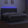 Cama Doble | Cama Box Spring | Cama Para Adultos Colchón Y Luces Led Tela Gris Claro 200x200 Cm Cfw393719