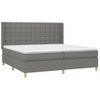 Cama Matrimonial | Cama Para Adultos | Cama Box Spring Colchón Y Luces Led Tela Gris Claro 200x200 Cm Cfw722437