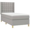 Cama Individual | Cama Box Spring | Cama Para Adultos Colchón Y Luces Led Tela Gris Claro 80x200 Cm Cfw945049