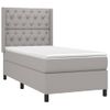 Cama Individual | Cama Box Spring | Cama Para Adultos Colchón Y Luces Led Tela Gris Claro 80x200 Cm Cfw305818