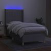 Cama Individual | Cama Box Spring | Cama Para Adultos Colchón Y Luces Led Tela Gris Claro 80x200 Cm Cfw692250