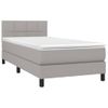 Cama Individual | Cama Para Adultos | Cama Box Spring Colchón Y Luces Led Tela Gris Claro 90x190 Cm Cfw425552