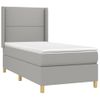 Cama Individual | Cama Para Adultos | Cama Box Spring Colchón Y Luces Led Tela Gris Claro 90x190 Cm Cfw813910