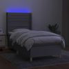 Cama Individual | Cama Box Spring | Cama Para Adultos Colchón Y Luces Led Tela Gris Claro 90x190 Cm Cfw307687