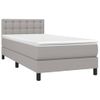 Cama Individual | Cama Box Spring | Cama Para Adultos Colchón Y Luces Led Tela Gris Claro 90x200 Cm Cfw338420