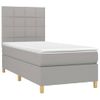 Cama Individual | Cama Box Spring | Cama Para Adultos Colchón Y Luces Led Tela Gris Claro 90x200 Cm Cfw506571