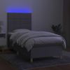 Cama Individual | Cama Box Spring | Cama Para Adultos Colchón Y Luces Led Tela Gris Claro 90x200 Cm Cfw506571