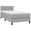 Cama Individual | Cama Para Adultos | Cama Box Spring Colchón Y Luces Led Tela Gris Claro 90x200 Cm Cfw281165