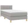 Cama Individual | Cama Box Spring | Cama Para Adultos Colchón Y Luces Led Tela Gris Claro 90x200 Cm Cfw576427