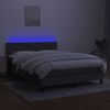 Cama Matrimonial | Cama Para Adultos | Cama Box Spring Colchón Y Luces Led Tela Gris Oscuro 140x190 Cm Cfw992261