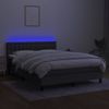 Cama Matrimonial | Cama Para Adultos | Cama Box Spring Colchón Y Luces Led Tela Gris Oscuro 140x190 Cm Cfw125333