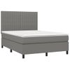 Cama Doble | Cama Box Spring | Cama Para Adultos Colchón Y Luces Led Tela Gris Oscuro 140x190 Cm Cfw545719