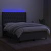 Cama Doble | Cama Box Spring | Cama Para Adultos Colchón Y Luces Led Tela Gris Oscuro 140x190 Cm Cfw427167