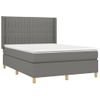 Cama Doble | Cama Box Spring | Cama Para Adultos Colchón Y Luces Led Tela Gris Oscuro 140x190 Cm Cfw357118