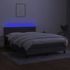 Cama Matrimonial | Cama Para Adultos | Cama Box Spring Colchón Y Luces Led Tela Gris Oscuro 140x190 Cm Cfw396133