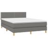 Cama Doble | Cama Box Spring | Cama Para Adultos Colchón Y Luces Led Tela Gris Oscuro 140x190 Cm Cfw720416