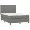 Cama Doble | Cama Box Spring | Cama Para Adultos Colchón Y Luces Led Tela Gris Oscuro 140x190 Cm Cfw186833