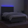 Cama Doble | Cama Box Spring | Cama Para Adultos Colchón Y Luces Led Tela Gris Oscuro 140x190 Cm Cfw186833