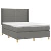 Cama Doble | Cama Box Spring | Cama Para Adultos Colchón Y Luces Led Tela Gris Oscuro 140x190 Cm Cfw641702