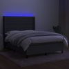 Cama Doble | Cama Box Spring | Cama Para Adultos Colchón Y Luces Led Tela Gris Oscuro 140x190 Cm Cfw721626