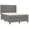 Cama Doble | Cama Box Spring | Cama Para Adultos Colchón Y Luces Led Tela Gris Oscuro 140x190 Cm Cfw721626