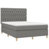 Cama Doble | Cama Box Spring | Cama Para Adultos Colchón Y Luces Led Tela Gris Oscuro 140x190 Cm Cfw229390