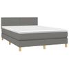 Cama Doble | Cama Box Spring | Cama Para Adultos Colchón Y Luces Led Tela Gris Oscuro 140x190 Cm Cfw798627