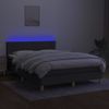 Cama Doble | Cama Box Spring | Cama Para Adultos Colchón Y Luces Led Tela Gris Oscuro 140x190 Cm Cfw798627