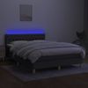 Cama Doble | Cama Box Spring | Cama Para Adultos Colchón Y Luces Led Tela Gris Oscuro 140x190 Cm Cfw610393